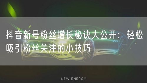 抖音新号粉丝增长秘诀大公开：轻松吸引粉丝关注的小技巧