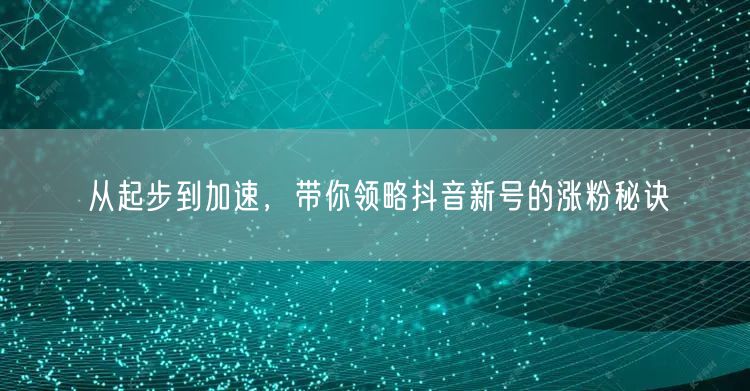从起步到加速，带你领略抖音新号的涨粉秘诀